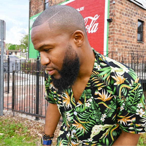 Men’s 2-Piece Set Short Sleeve Floral - Picture 2 of 4